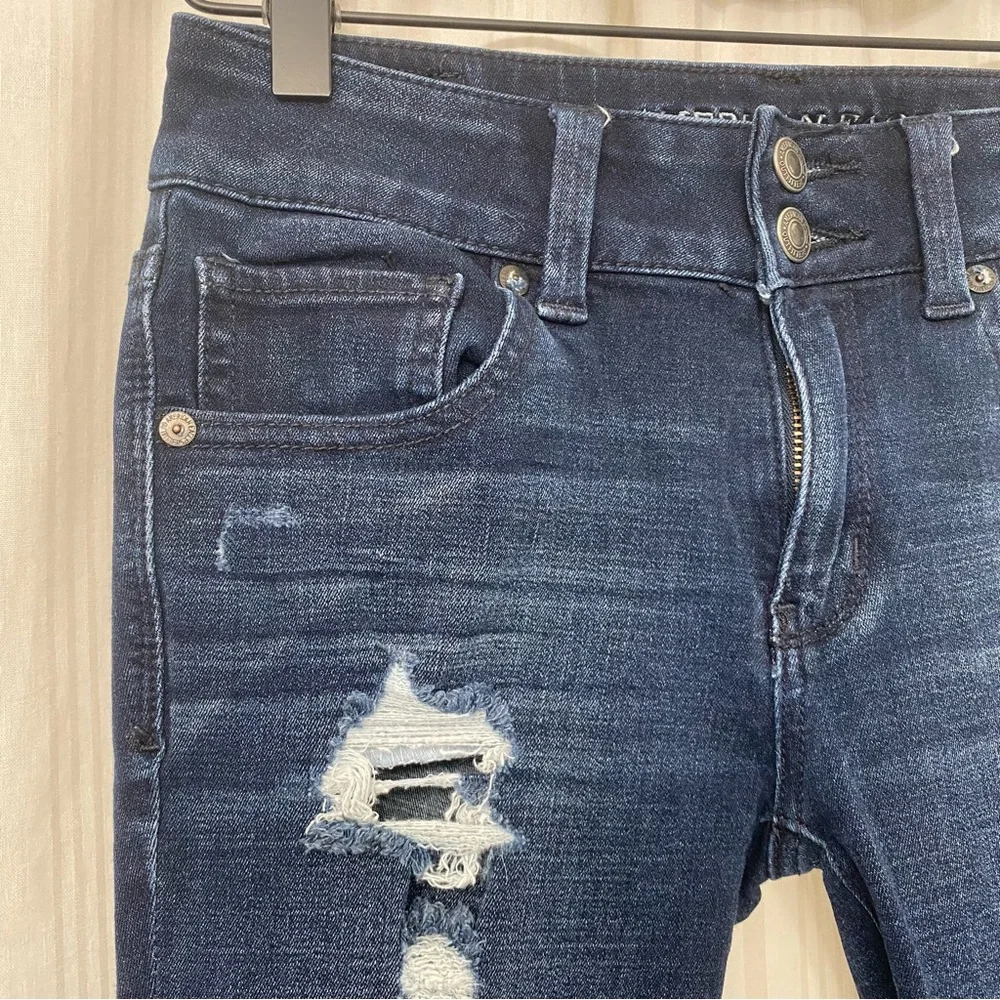 🌈5/$25 BUNDLE! 🎉AMERICAN EAGLE 🦅 AEO 360 Super Super Stretch Artist Crop jeans - Picture 2 of 5